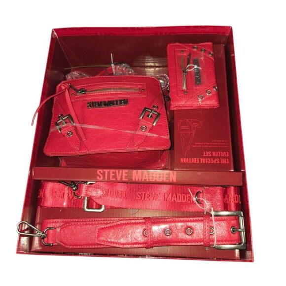 Steve Madden Bag Special Edition Red‎ Evelyn Gift Set Purse 2 Bag Straps Wallet - Picture 15 of 15